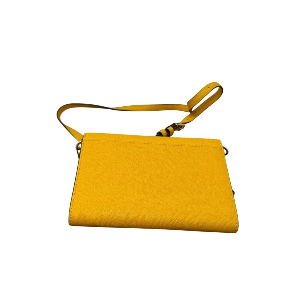 Michael Kors Crossbody Bag Womens Small Yellow Saffiano Leather Wallet Purse